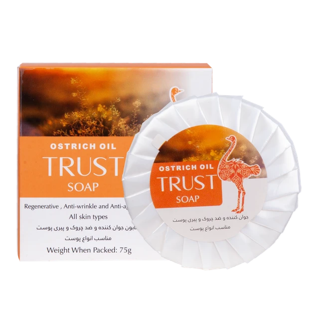 بهترین شوینده پوست صابون عصاره شترمرغ Trust با حجم 75گرم