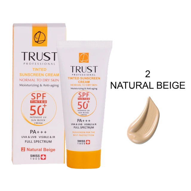 بهترین کیفیت با کرم ضد آفتاب رنگی تراست مناسب پوست خشک تا  نرمال