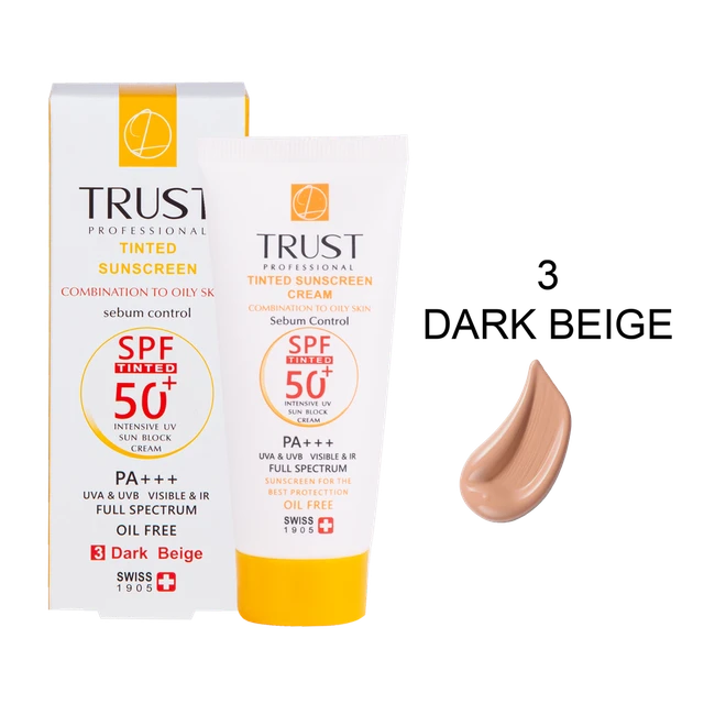 عالیترین کیفیت با کرم ضد آفتاب رنگی و ضد پیری trust پوست مختلط تا چرب