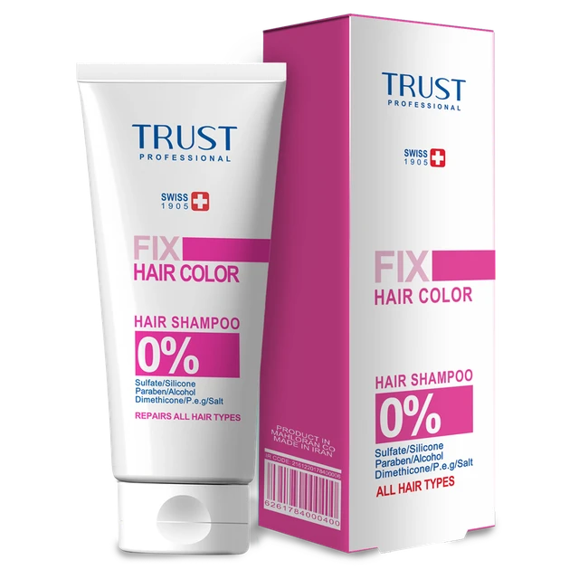 عالیترین شامپو تخصصی تثبیت رنگ و ترمیم کننده مو trust