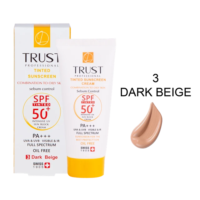 عالیترین کیفیت با کرم ضد آفتاب رنگی و ضد پیری trust پوست مختلط تا چرب با حجم 40میل