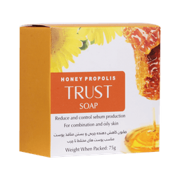 تعادل و برطرف کننده چربی پوست با صابون بره موم عسل trust با حجم 75گرم